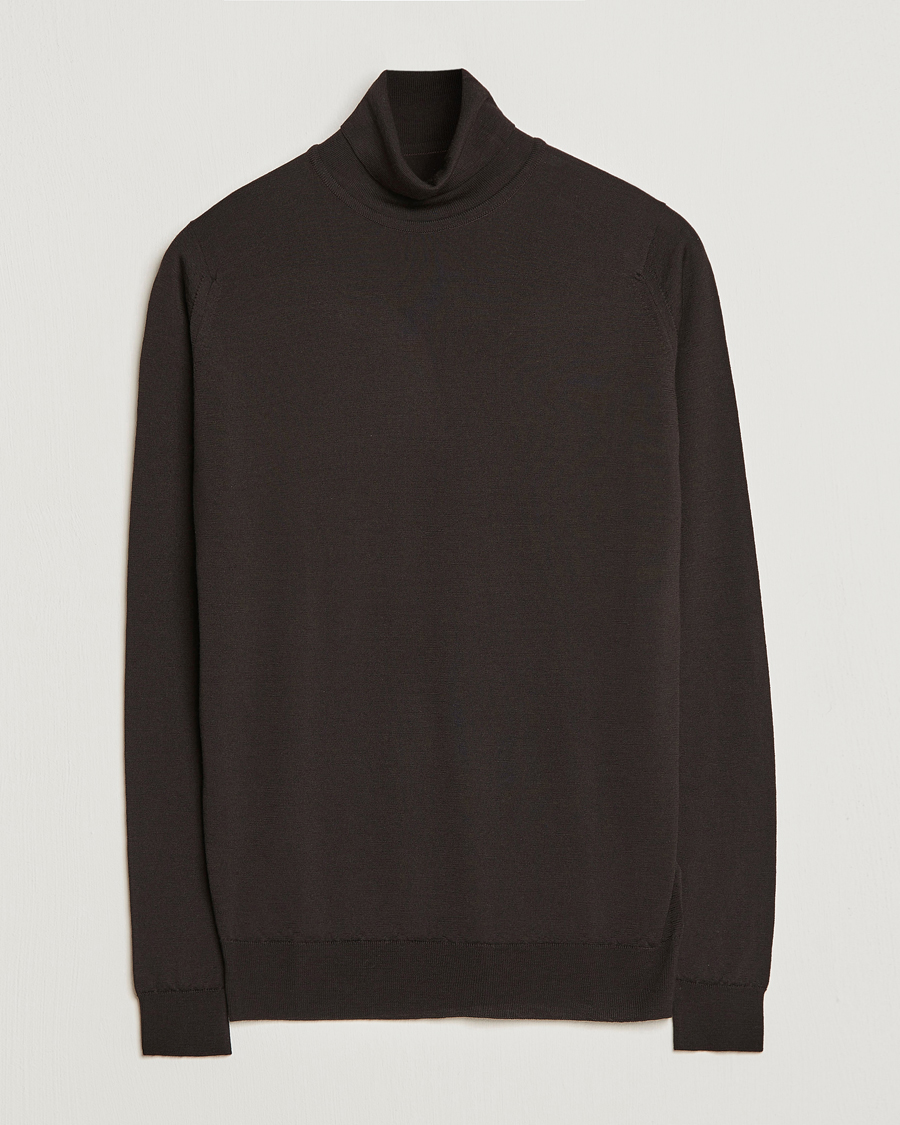 Herre | Trøjer | John Smedley | Cherwell Extra Fine Merino Rollneck Dark Cocoa