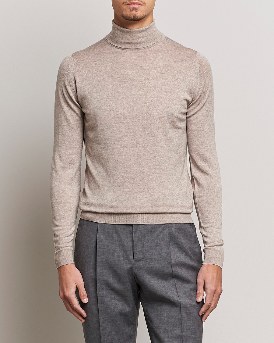 Herre | Rullekravetrøjer | John Smedley | Cherwell Extra Fine Merino Rollneck Soft Fawn