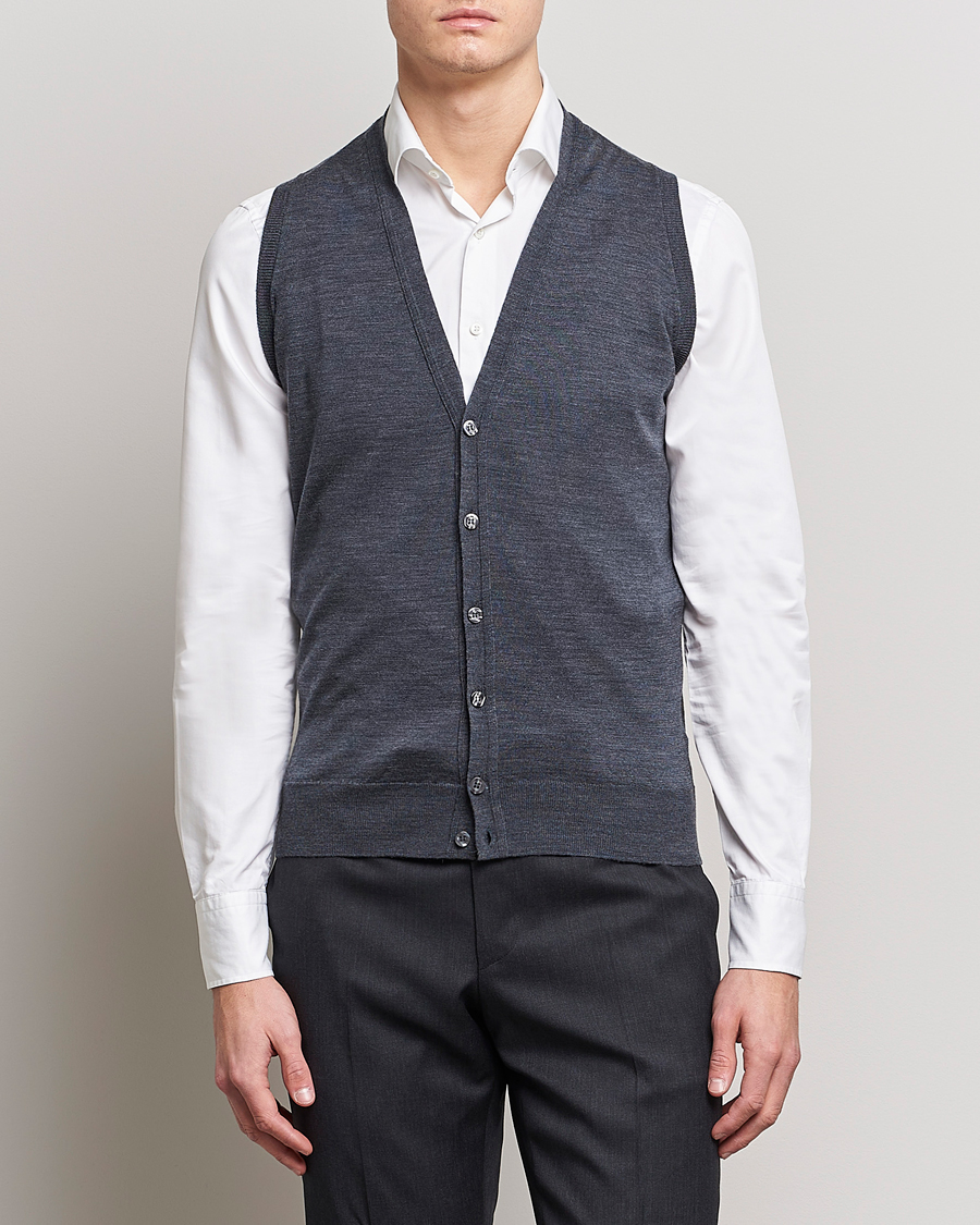 Herre | Trøjer | John Smedley | Huntswood Slim Fit Waistcoat Charcoal