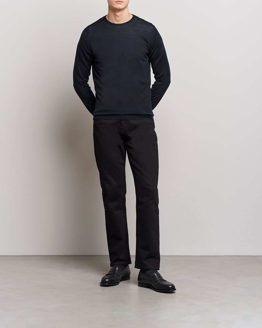 Herre | Trøjer | John Smedley | Lundy Extra Fine Merino Crew Neck Black