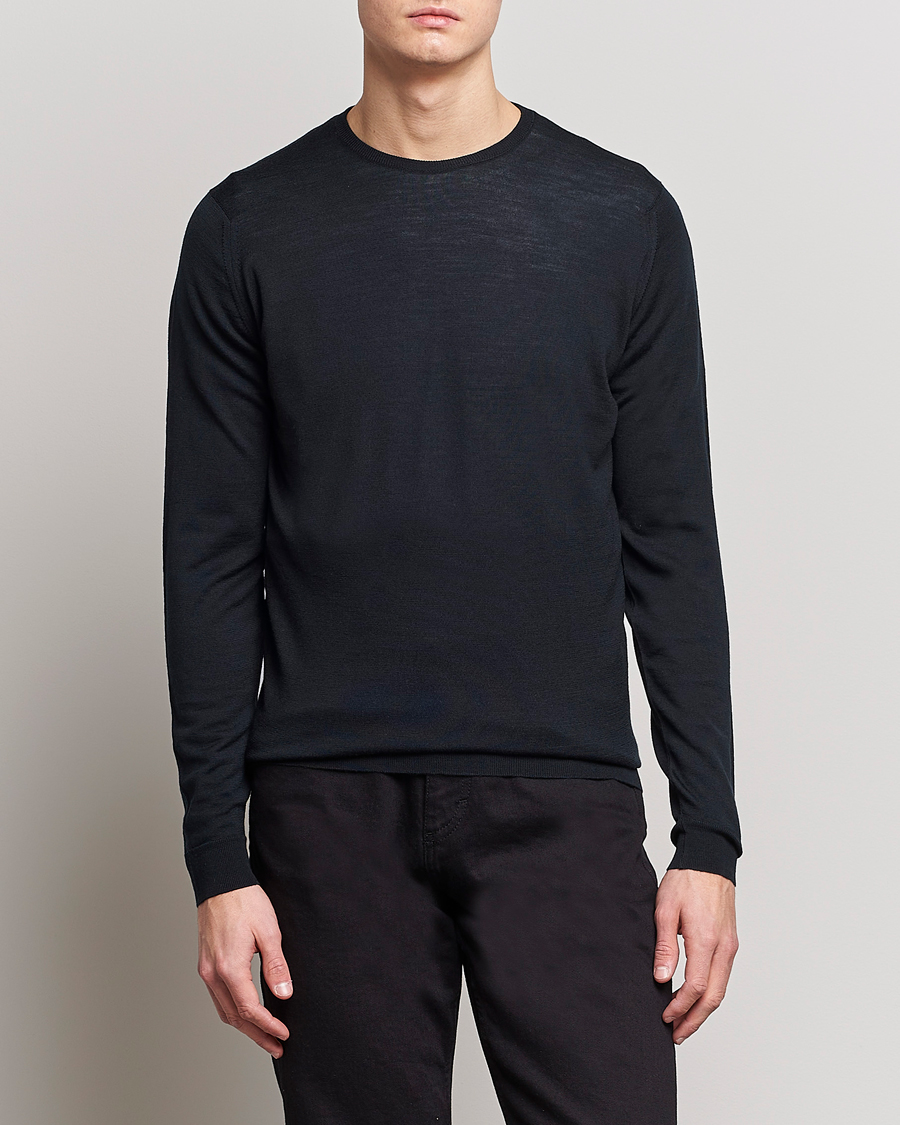 Herre | Pullovers med rund hals | John Smedley | Lundy Extra Fine Merino Crew Neck Black