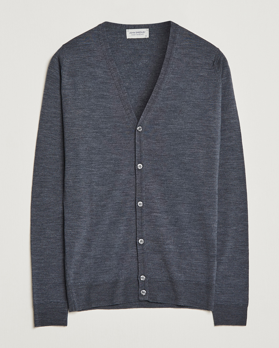 Herre | Trøjer | John Smedley | Petworth Extra Fine Merino Cardigan Charcoal
