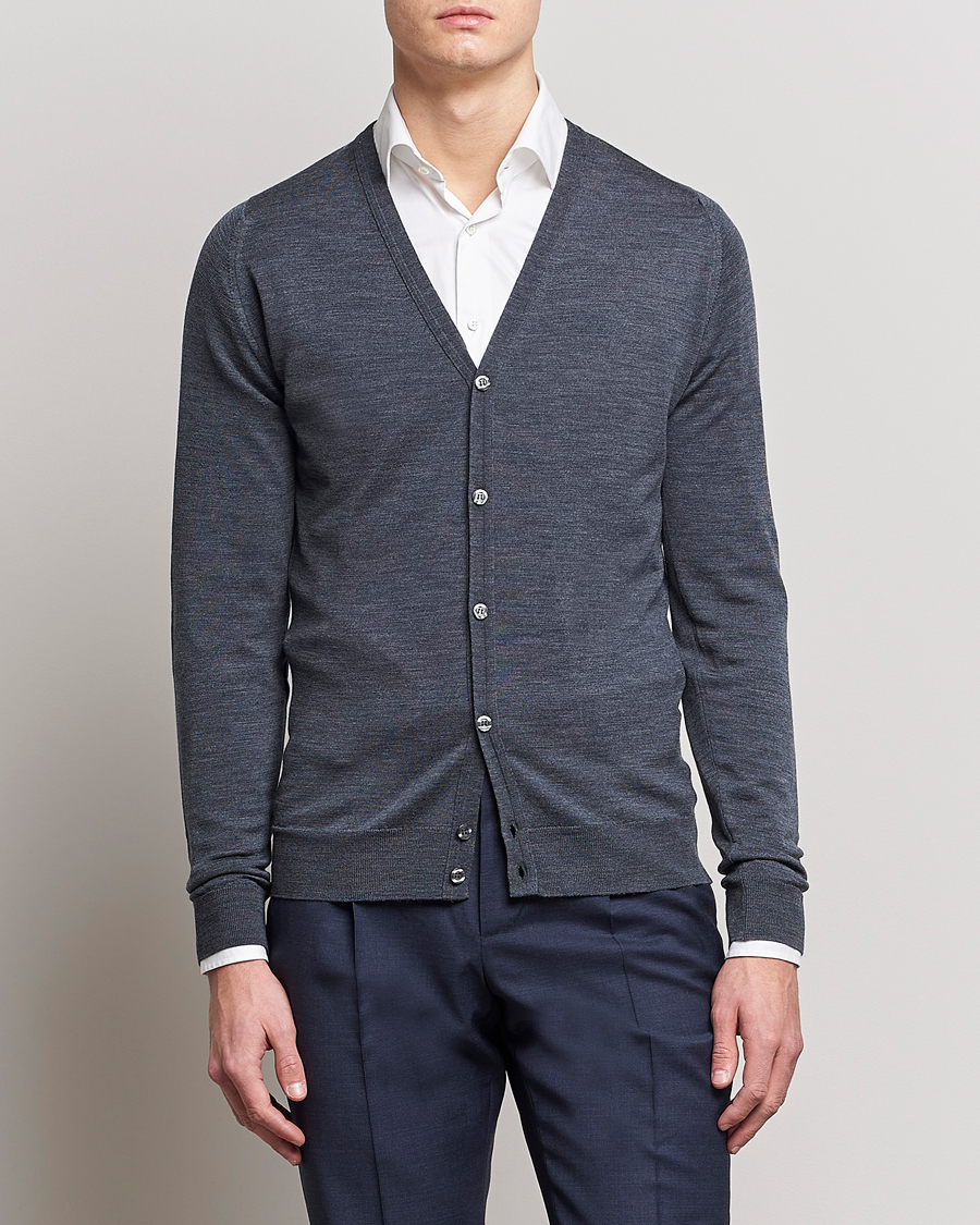 Herre | Afdelinger | John Smedley | Petworth Extra Fine Merino Cardigan Charcoal