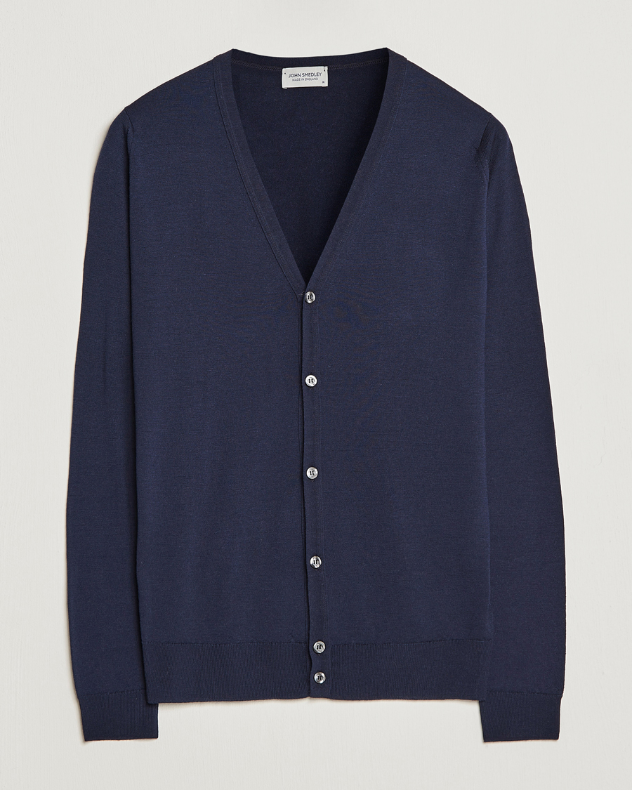 Herre | Trøjer | John Smedley | Petworth Extra Fine Merino Cardigan Midnight