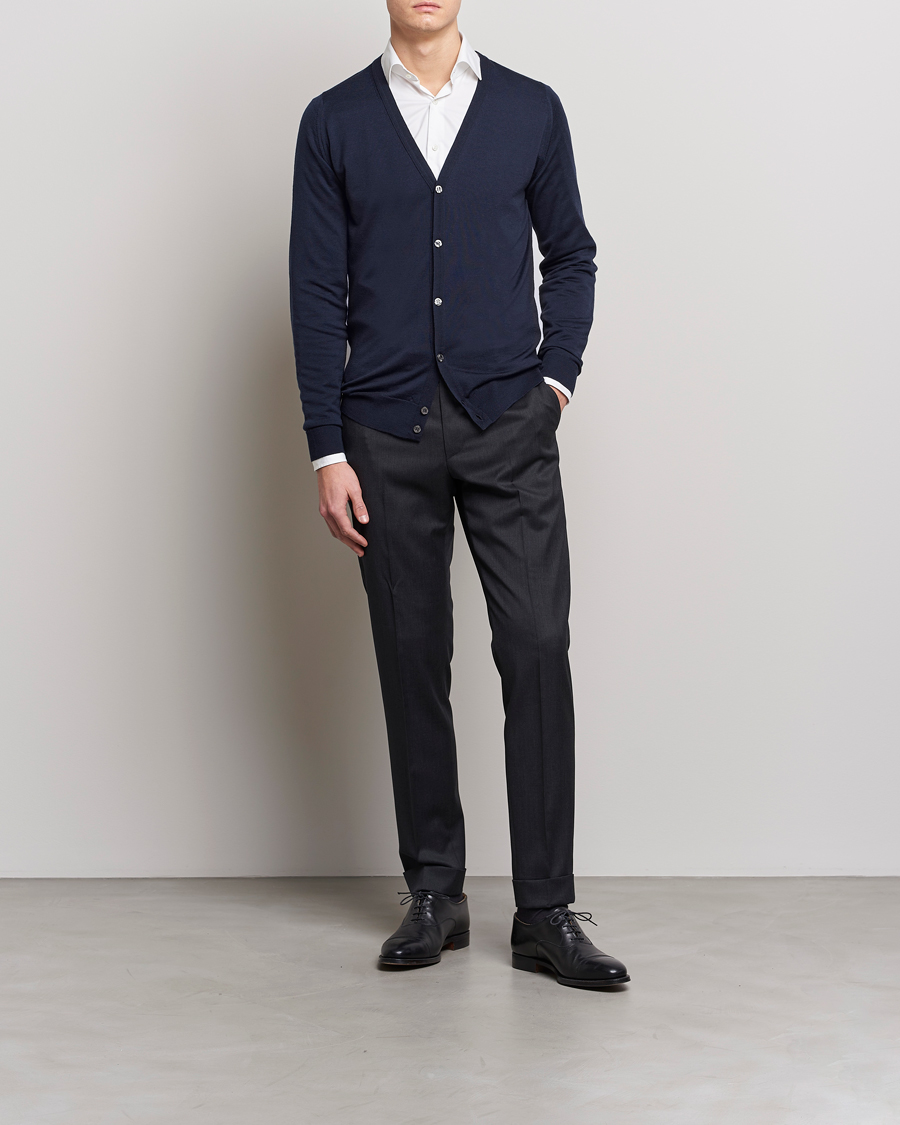Herre | Trøjer | John Smedley | Petworth Extra Fine Merino Cardigan Midnight