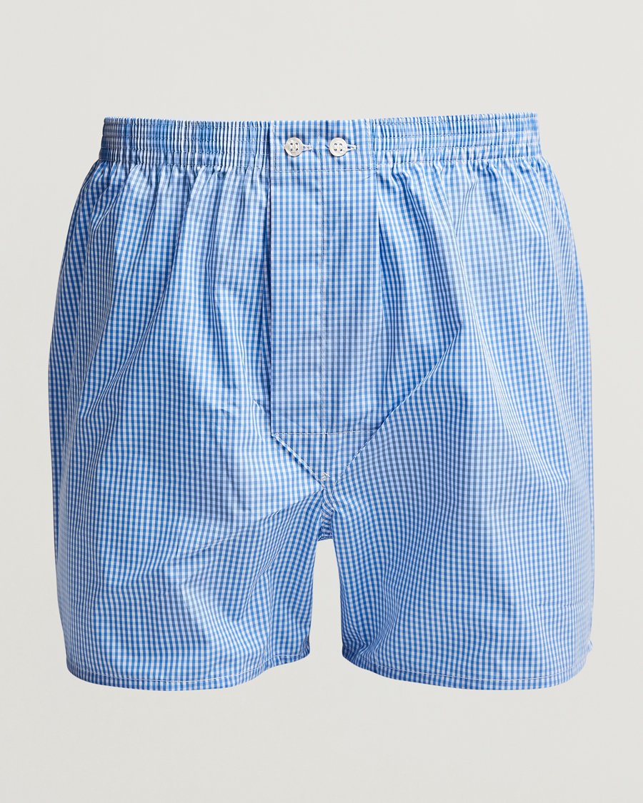 Herre | Undertøj | Derek Rose | Classic Fit Cotton Boxer Shorts Blue Gingham