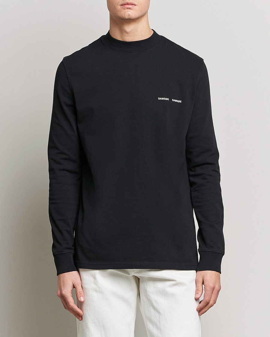 Herre | Sorte t-shirts | Samsøe & Samsøe | Norsbro Long Sleeve Organic Cotton Tee Black