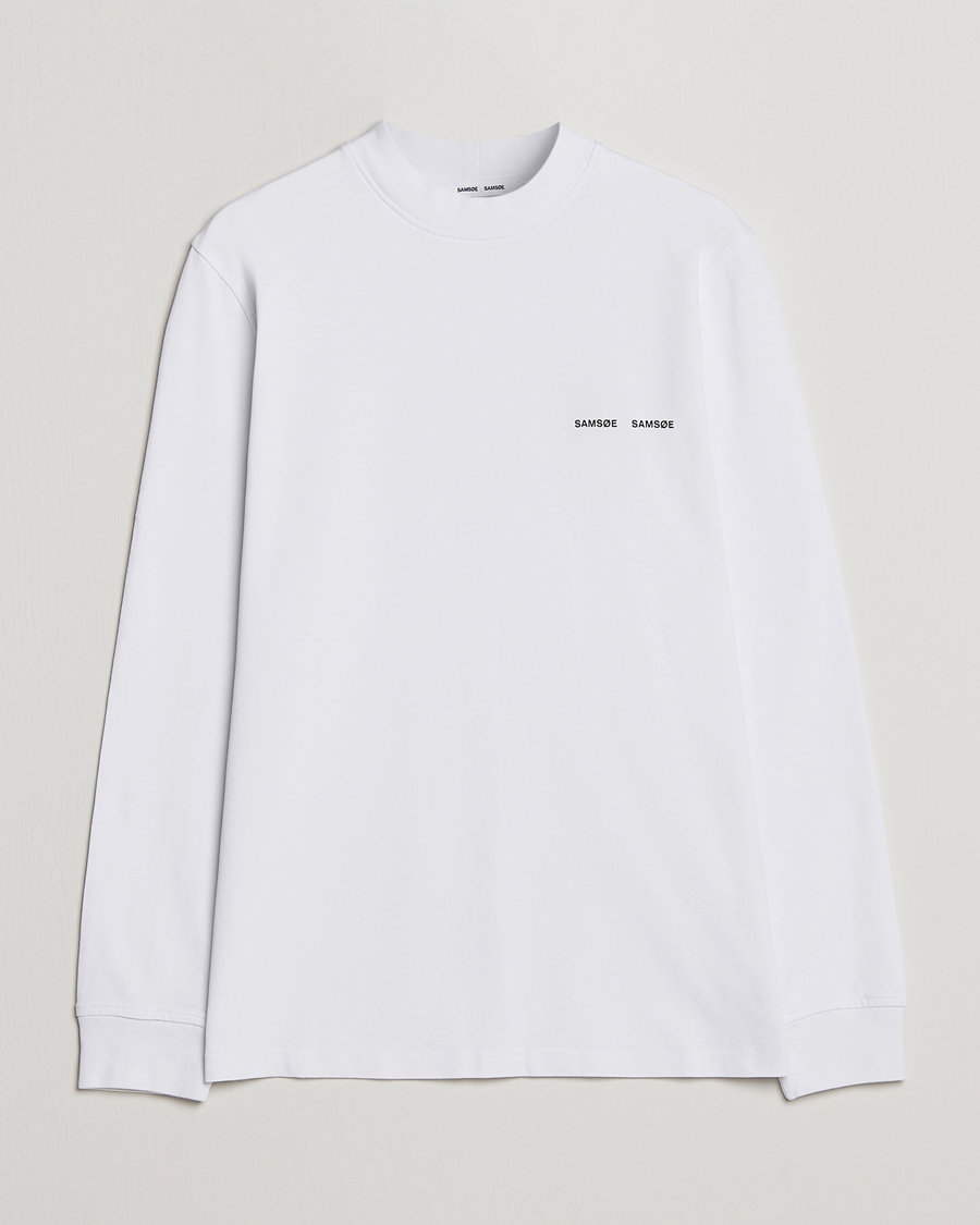 Herre | T-Shirts | Samsøe Samsøe | Samsøe & Samsøe Norsbro Long Sleeve Organic Cotton Tee White