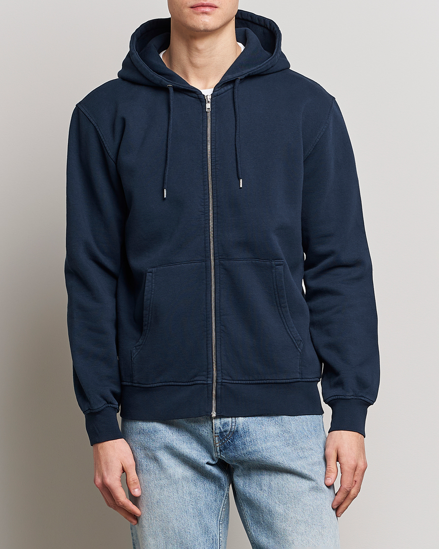 Herre | Zip-trøjer | Colorful Standard | Classic Organic Full Zip Hood Navy Blue