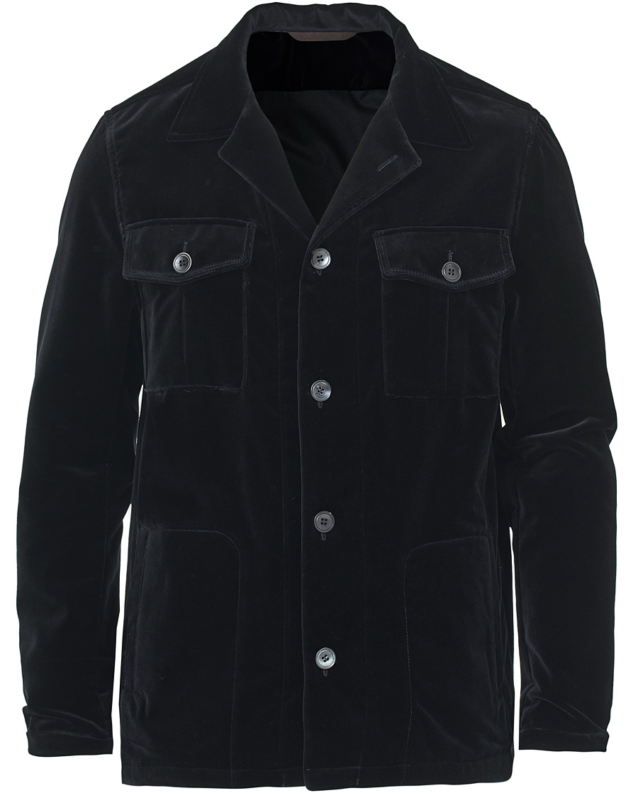 Herre | Skjorter | Oscar Jacobson | Holger Velvet Shirt Jacket Black