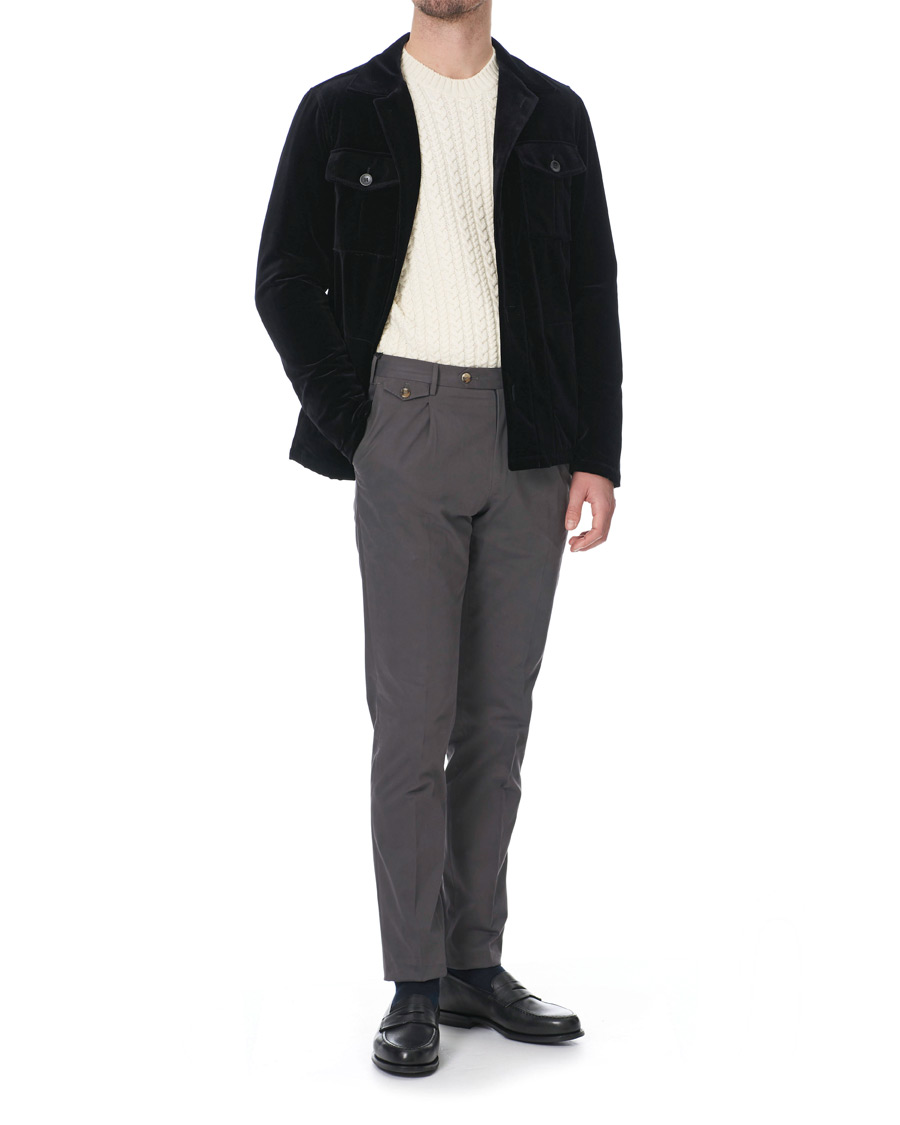 Herre | Skjorter | Oscar Jacobson | Holger Velvet Shirt Jacket Black