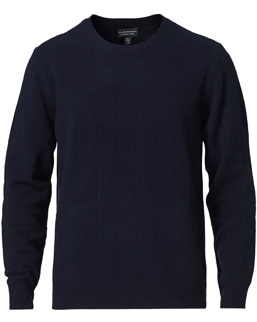 Herre | Trøjer | Club Monaco | Cashmere Blend Needle Stitched Sweater Navy