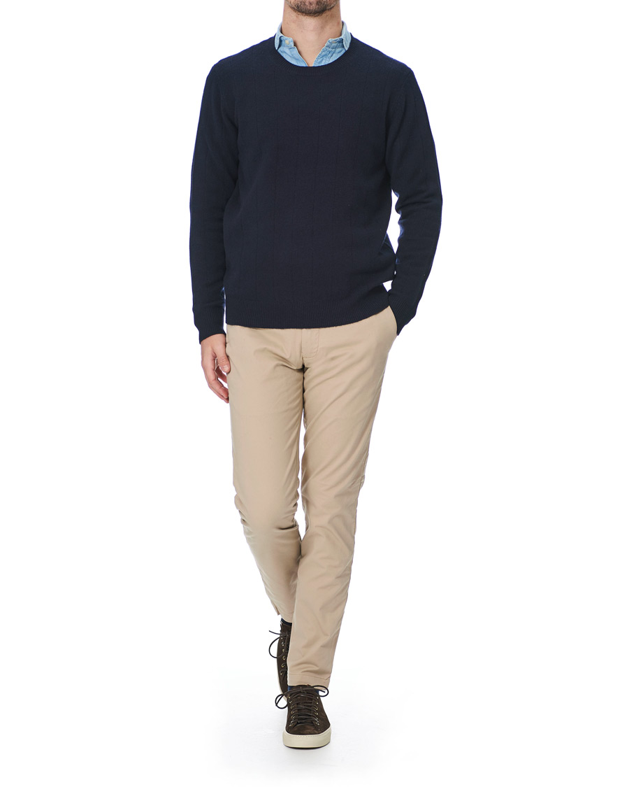 Herre | Trøjer | Club Monaco | Cashmere Blend Needle Stitched Sweater Navy