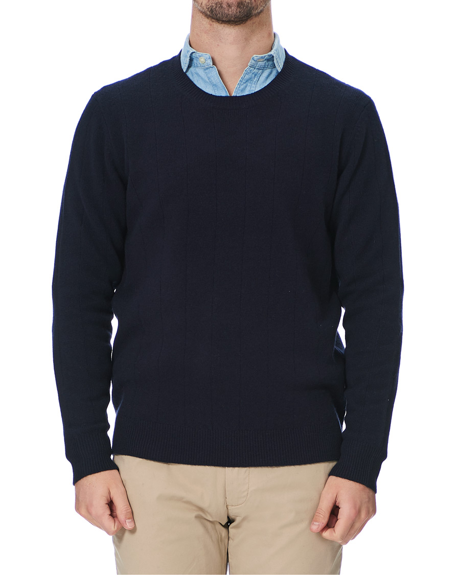Herre | Trøjer | Club Monaco | Cashmere Blend Needle Stitched Sweater Navy