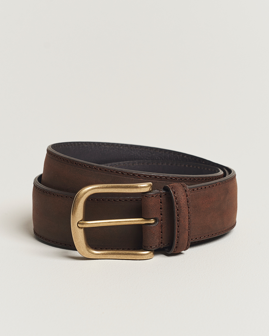 Herre | Bælter | Crockett & Jones | 3,5 cm Belt Dk Brown Rough-Out Suede