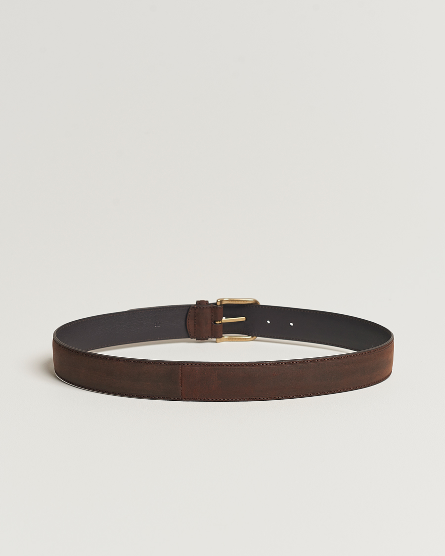 Herre | Crockett & Jones | Crockett & Jones | 3,5 cm Belt Dk Brown Rough-Out Suede