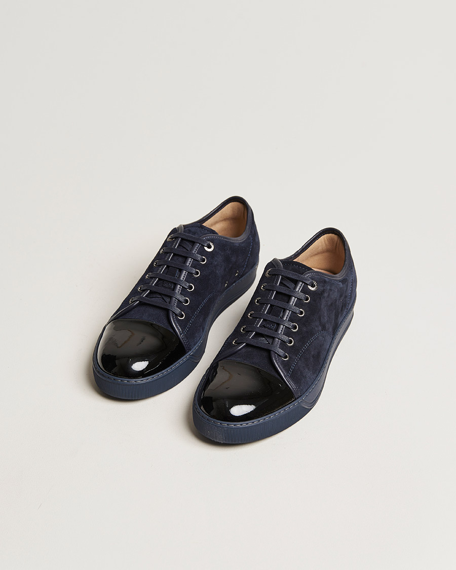 Herre | Lanvin Patent Cap Toe Sneaker Navy/Navy | Lanvin | Patent Cap Toe Sneaker Navy/Navy