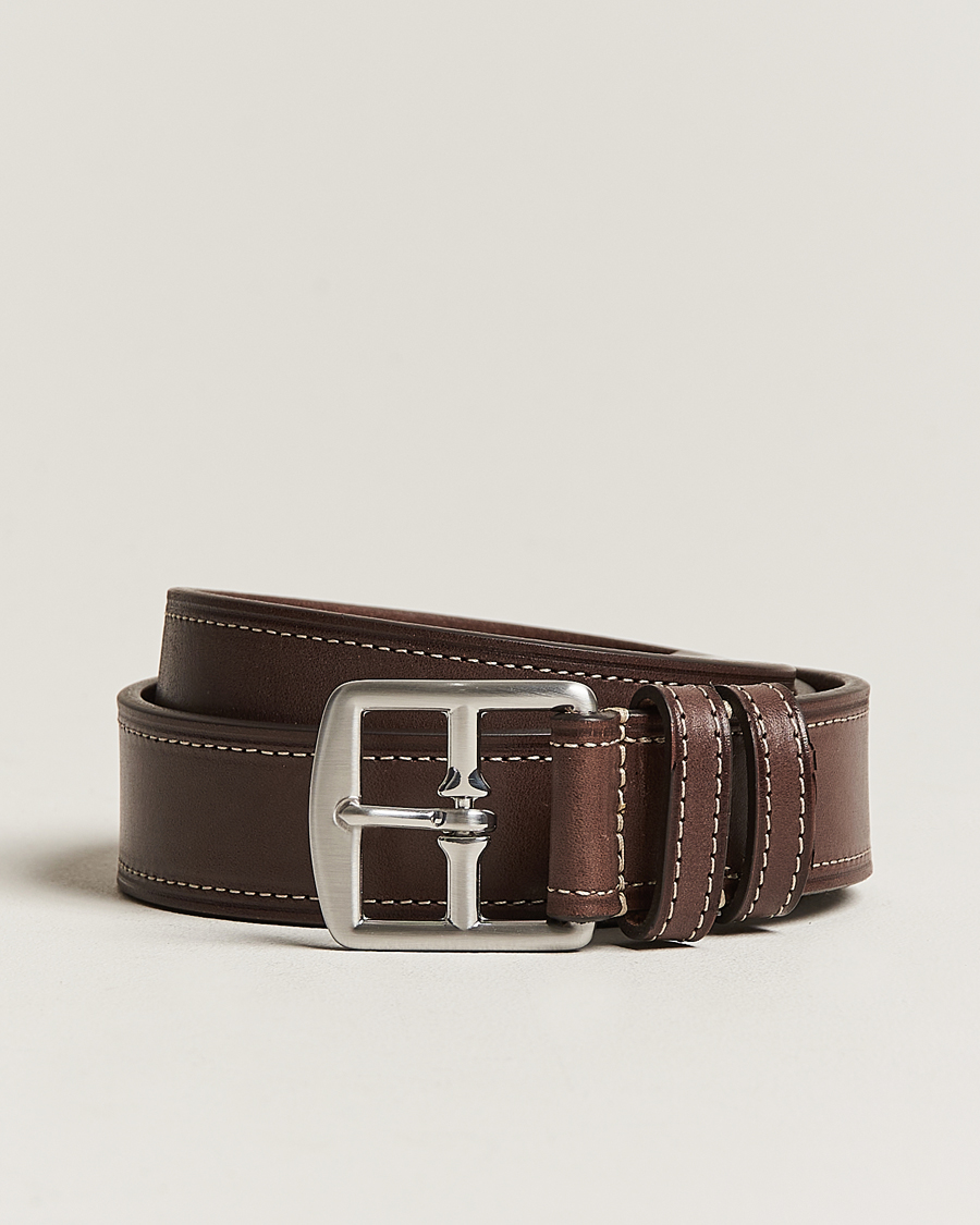 Herre | Bælter | Anderson's | Bridle Stiched 3,5 cm Leather Belt Brown