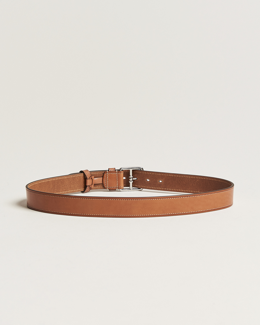 Herre | Bælter | Anderson's | Bridle Stiched 3,5 cm Leather Belt Tan