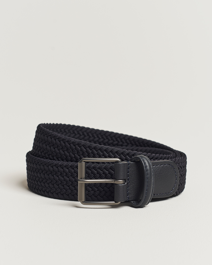 Herre | Bælter | Anderson's | Elastic Woven 3 cm Belt Navy