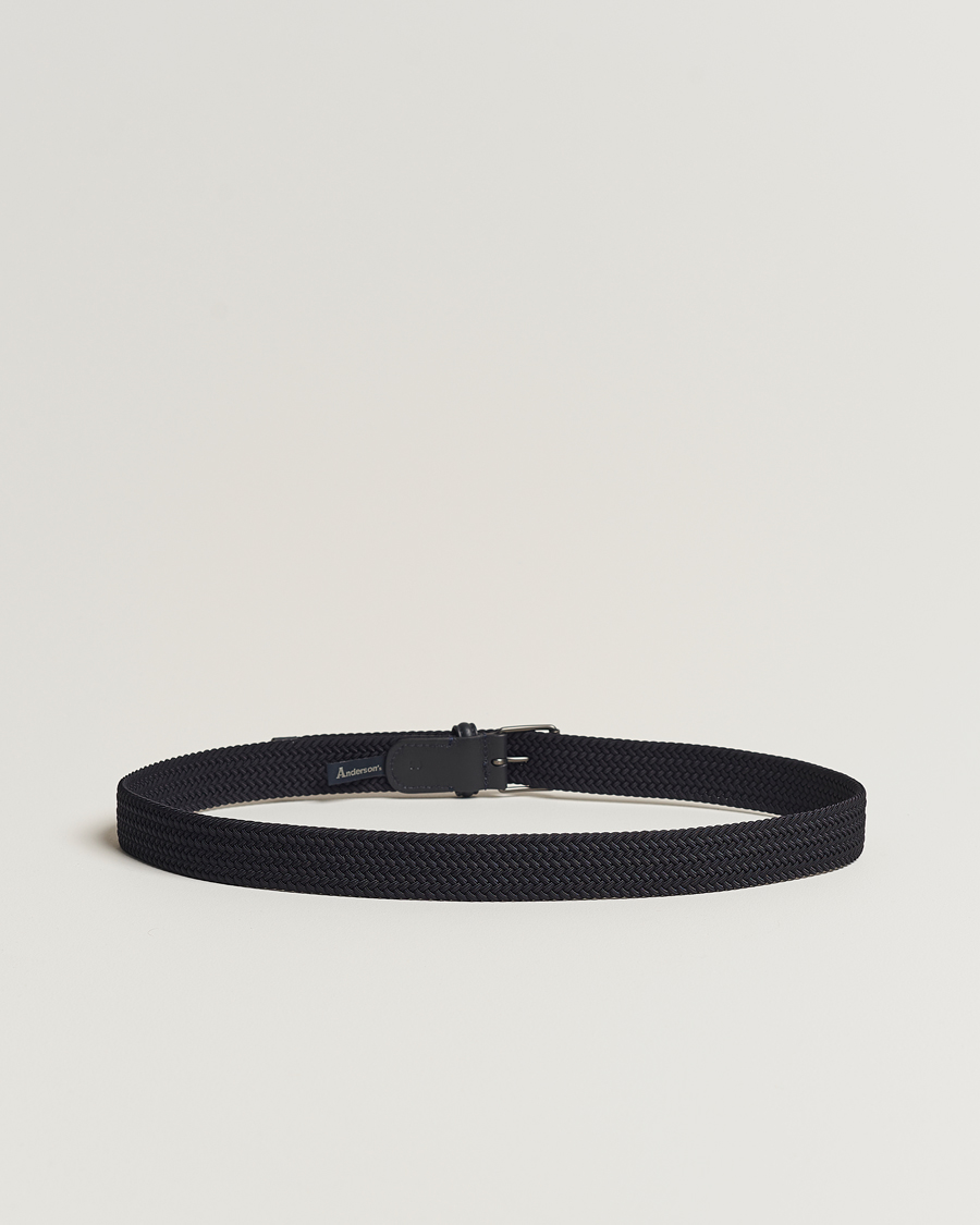 Herre |  | Anderson\'s | Elastic Woven 3 cm Belt Navy