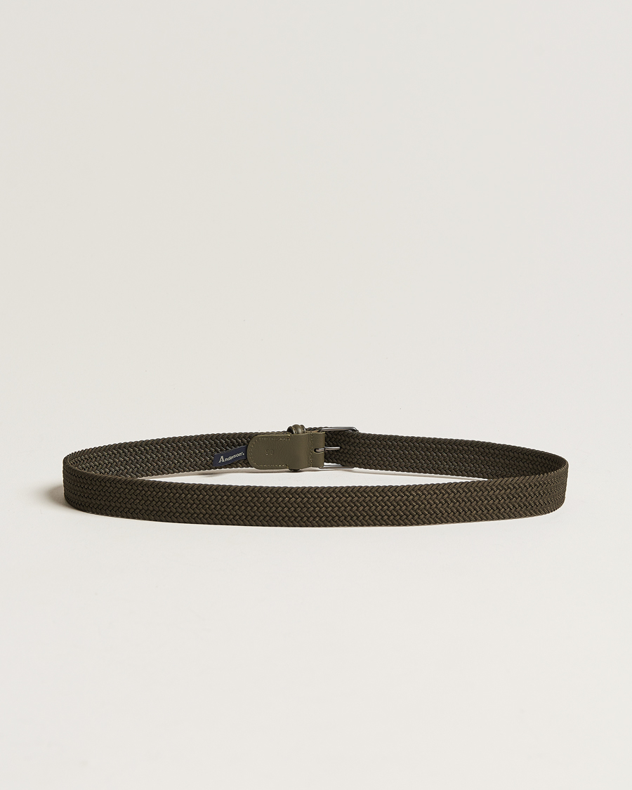 Herre |  | Anderson's | Elastic Woven 3 cm Belt Military Green