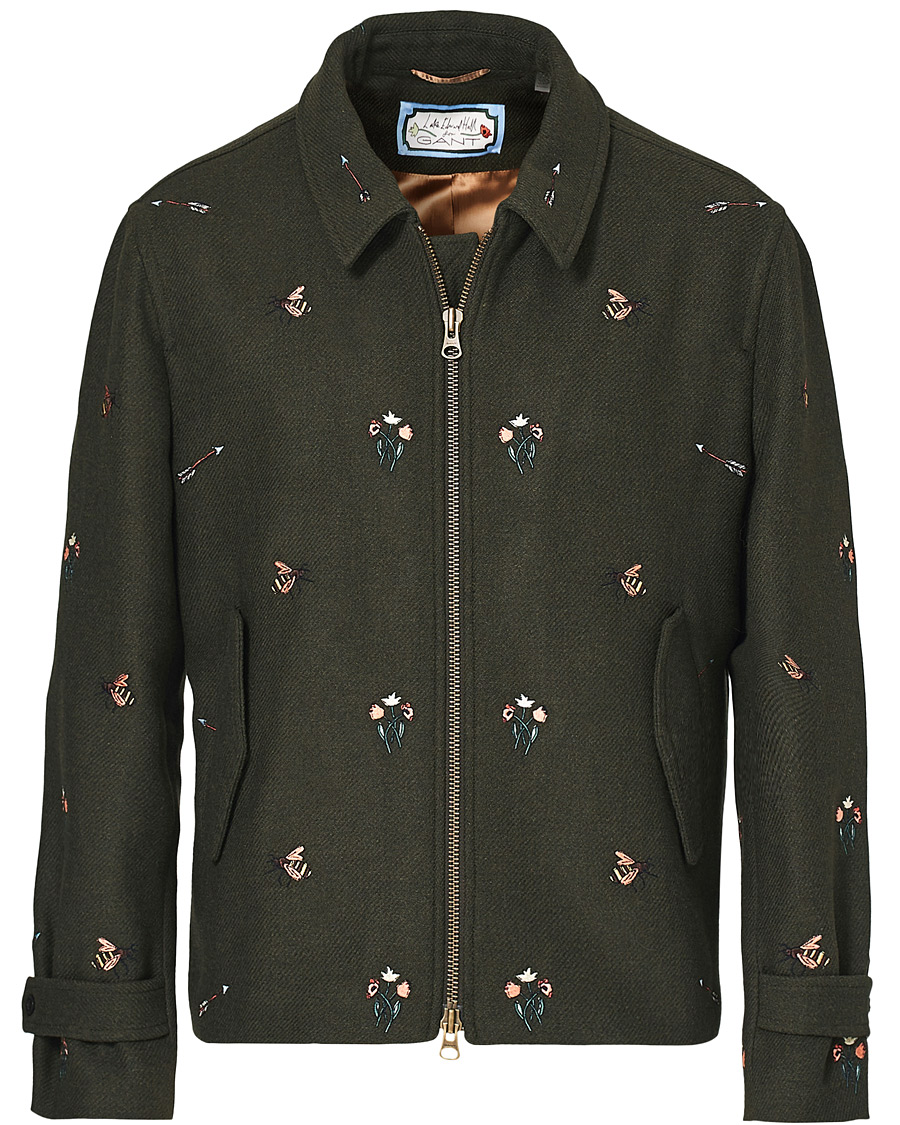 Herre | Jakker | GANT | Luke Edward Hall Emrodery Zip Jacket Tartan Green
