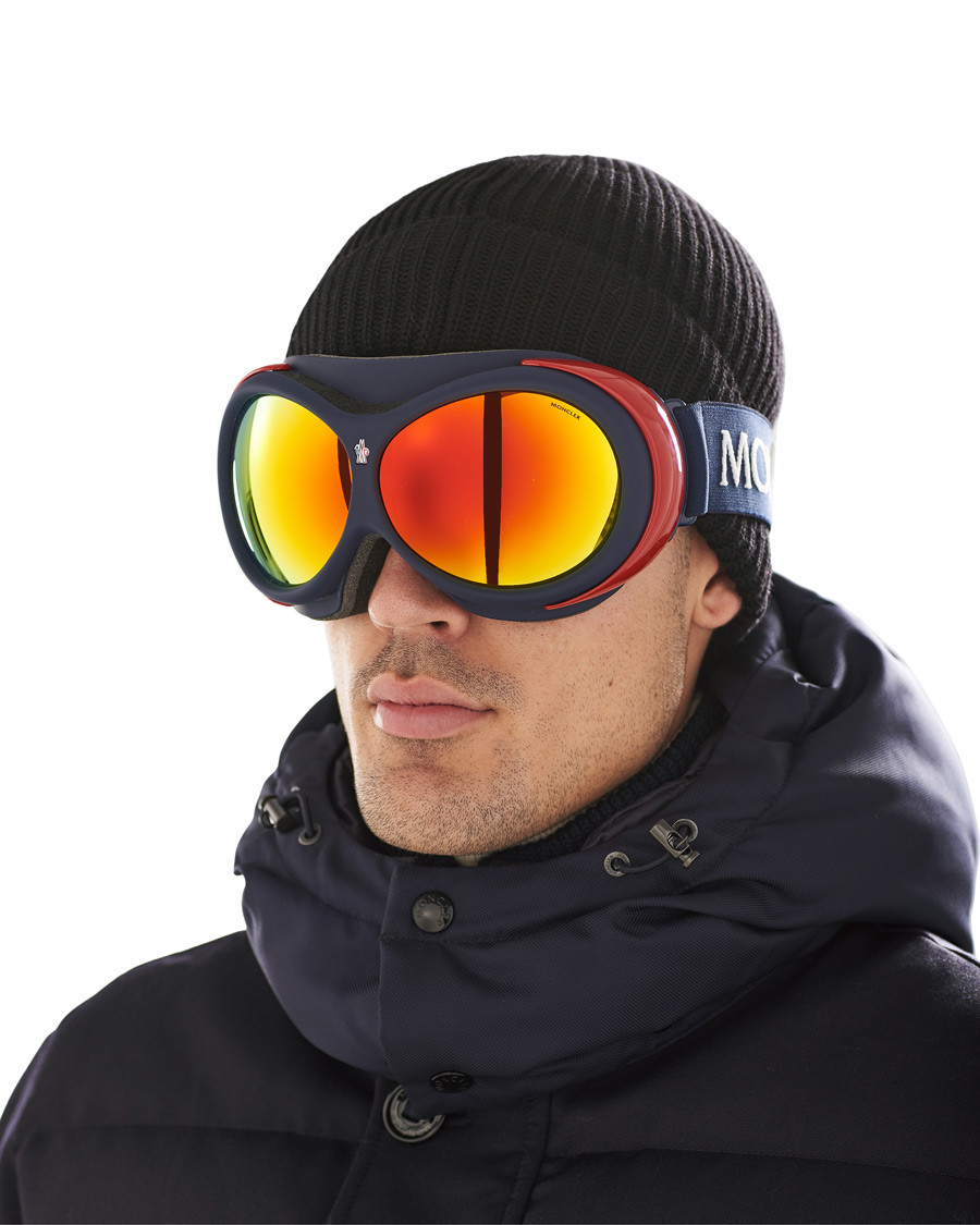 Herre | Moncler Lunettes ML0130 Goggles Blue/Red | Moncler Lunettes | ML0130 Goggles Blue/Red
