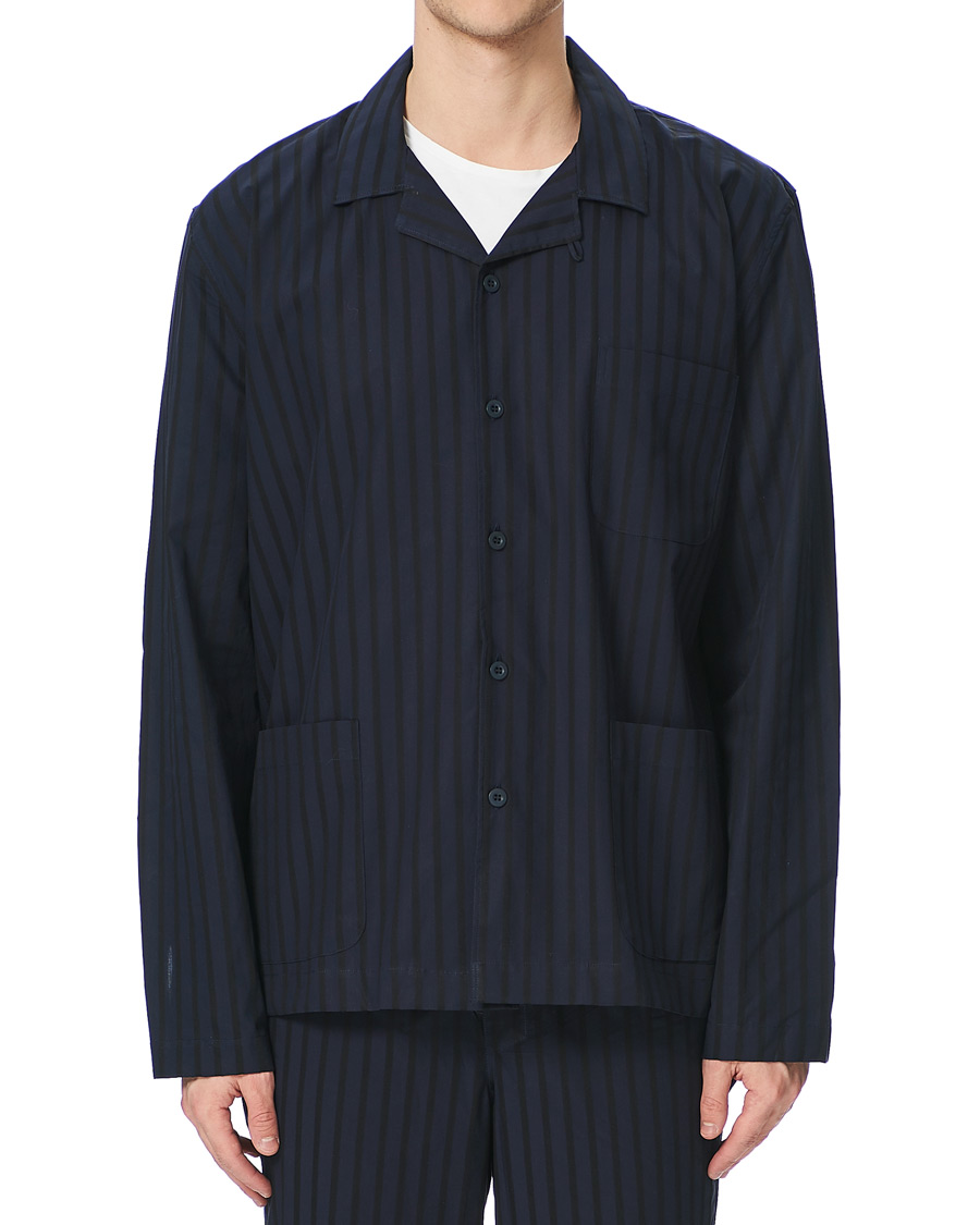 Herre | Pyjamas & Morgenkåber | Sunspel | Pyama Shirt Navy Dobby Stripe
