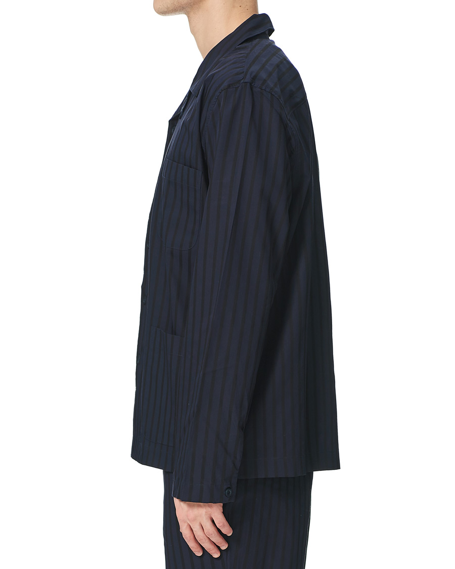 Herre | Pyjamas & Morgenkåber | Sunspel | Pyama Shirt Navy Dobby Stripe