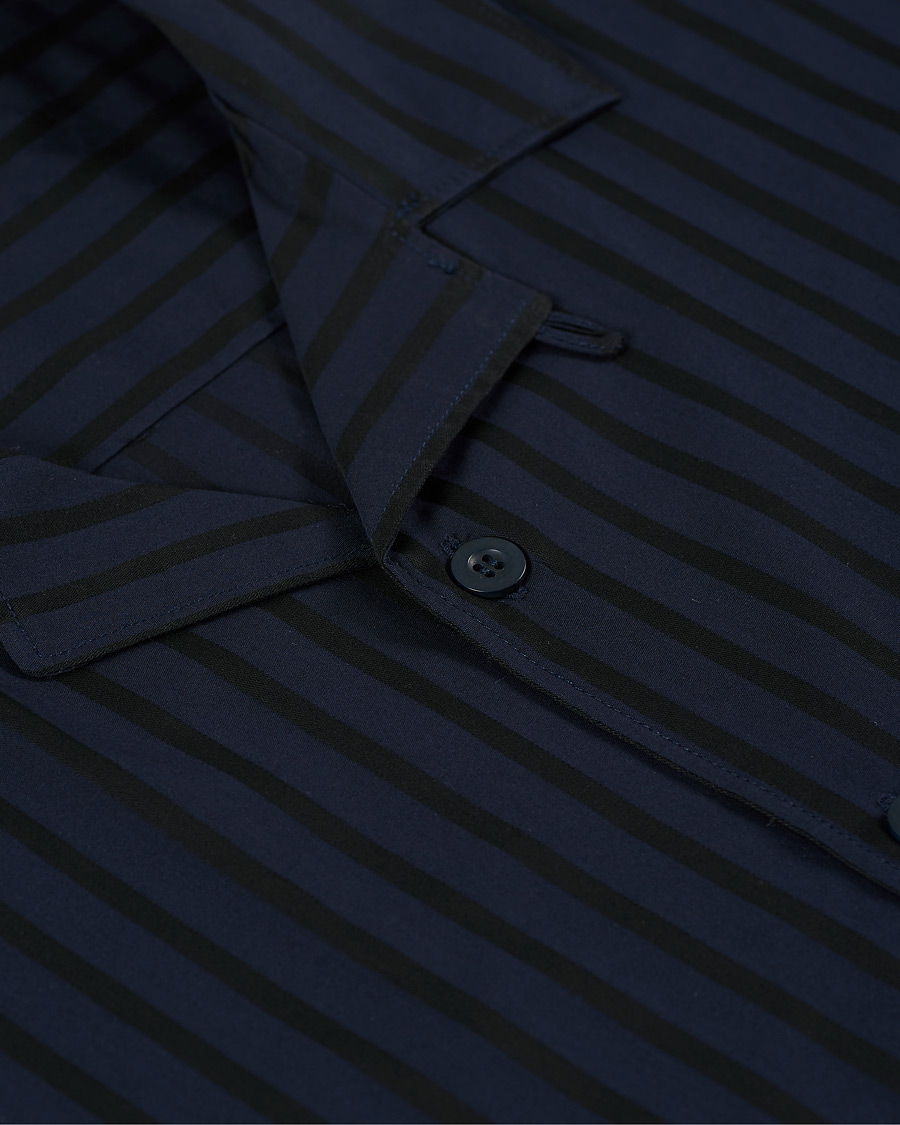 Herre | Pyjamas & Morgenkåber | Sunspel | Pyama Shirt Navy Dobby Stripe