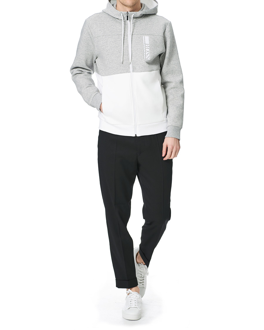 Herre | Trøjer | BOSS GREEN | BOSS Athleisure Saggy Full Zip Hoodie Grey/White