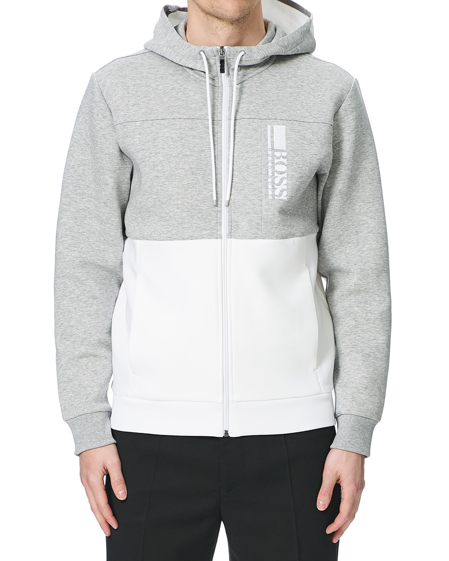 Herre | Trøjer | BOSS GREEN | BOSS Athleisure Saggy Full Zip Hoodie Grey/White
