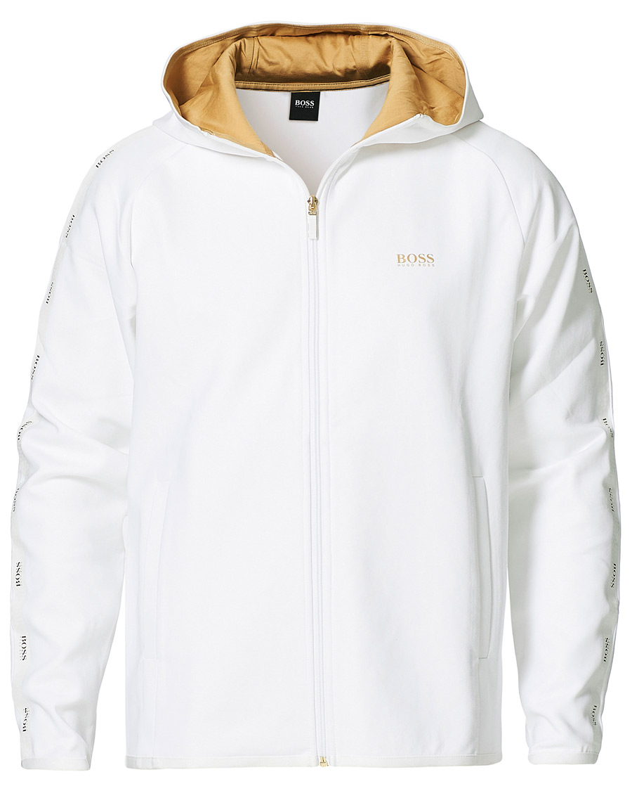Herre | Trøjer | BOSS GREEN | BOSS Athleisure Saggy Taped Full Zip Hoodie White