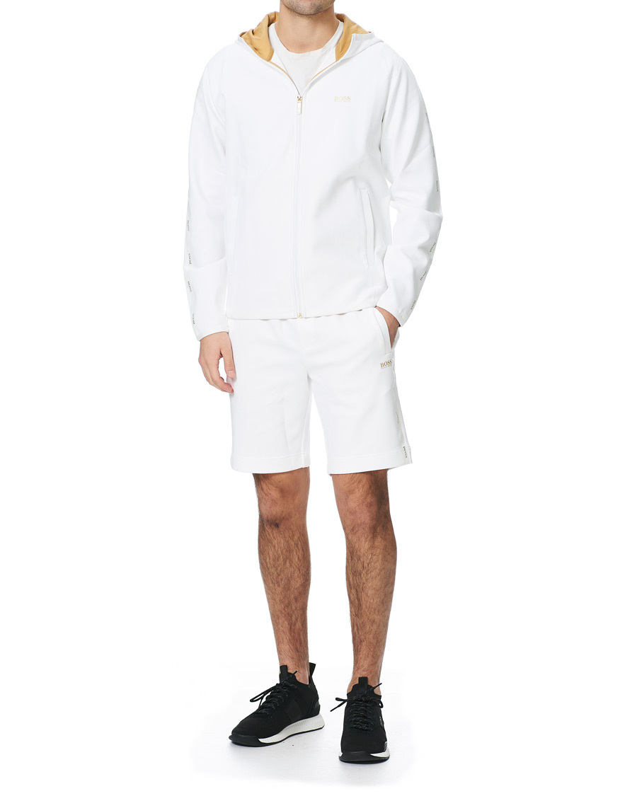 Herre | Trøjer | BOSS GREEN | BOSS Athleisure Saggy Taped Full Zip Hoodie White