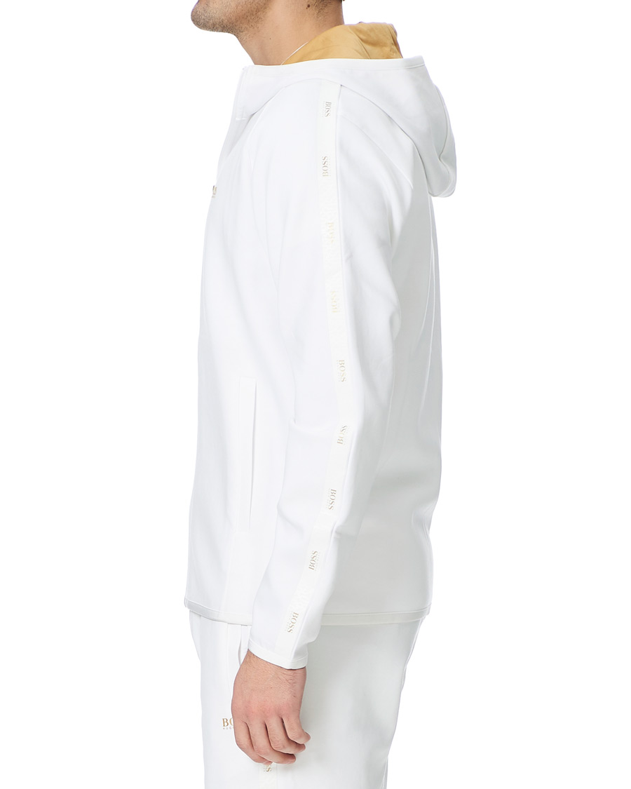Herre | Trøjer | BOSS GREEN | BOSS Athleisure Saggy Taped Full Zip Hoodie White