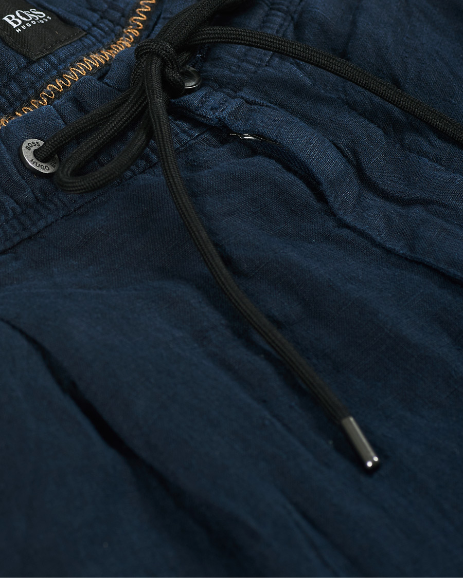 Herre | Shorts | BOSS ORANGE | BOSS Casual Symon Linen Drawstring Shorts Dark Blue