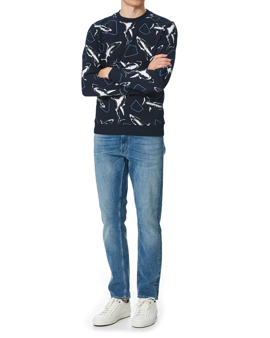 Herre | Trøjer | BOSS ORANGE | BOSS Casual WeBite Printed Shark Sweatshirt Dark Blue