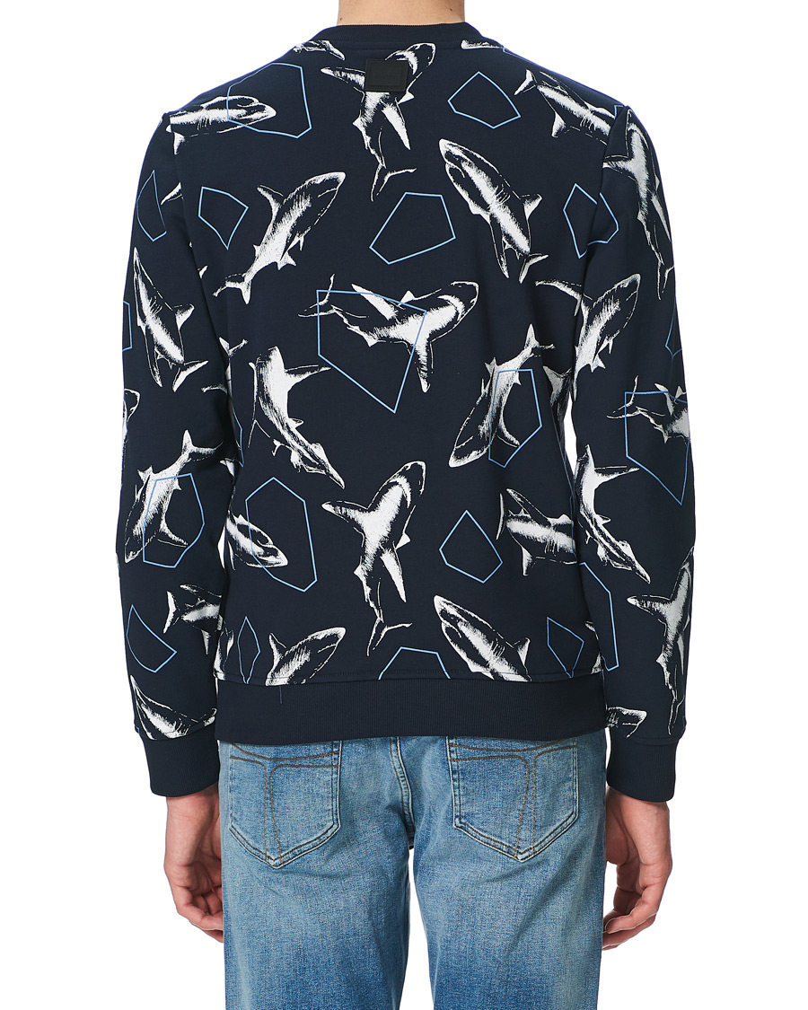 Herre | Trøjer | BOSS ORANGE | BOSS Casual WeBite Printed Shark Sweatshirt Dark Blue