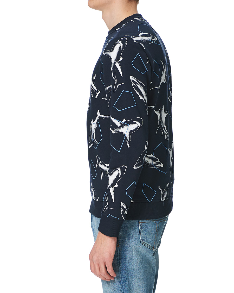Herre | Trøjer | BOSS ORANGE | BOSS Casual WeBite Printed Shark Sweatshirt Dark Blue