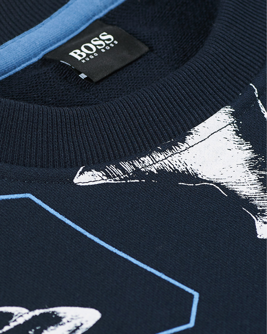 Herre | Trøjer | BOSS ORANGE | BOSS Casual WeBite Printed Shark Sweatshirt Dark Blue