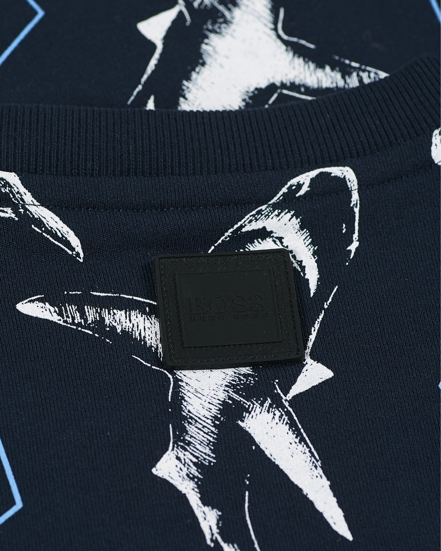 Herre | Trøjer | BOSS ORANGE | BOSS Casual WeBite Printed Shark Sweatshirt Dark Blue