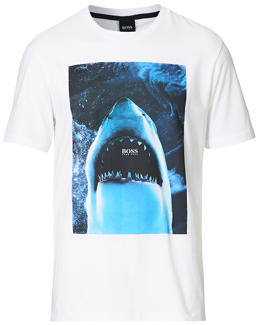 Herre | T-Shirts | BOSS ORANGE | BOSS Casual Noah Printed Shark Crew Neck Tee White