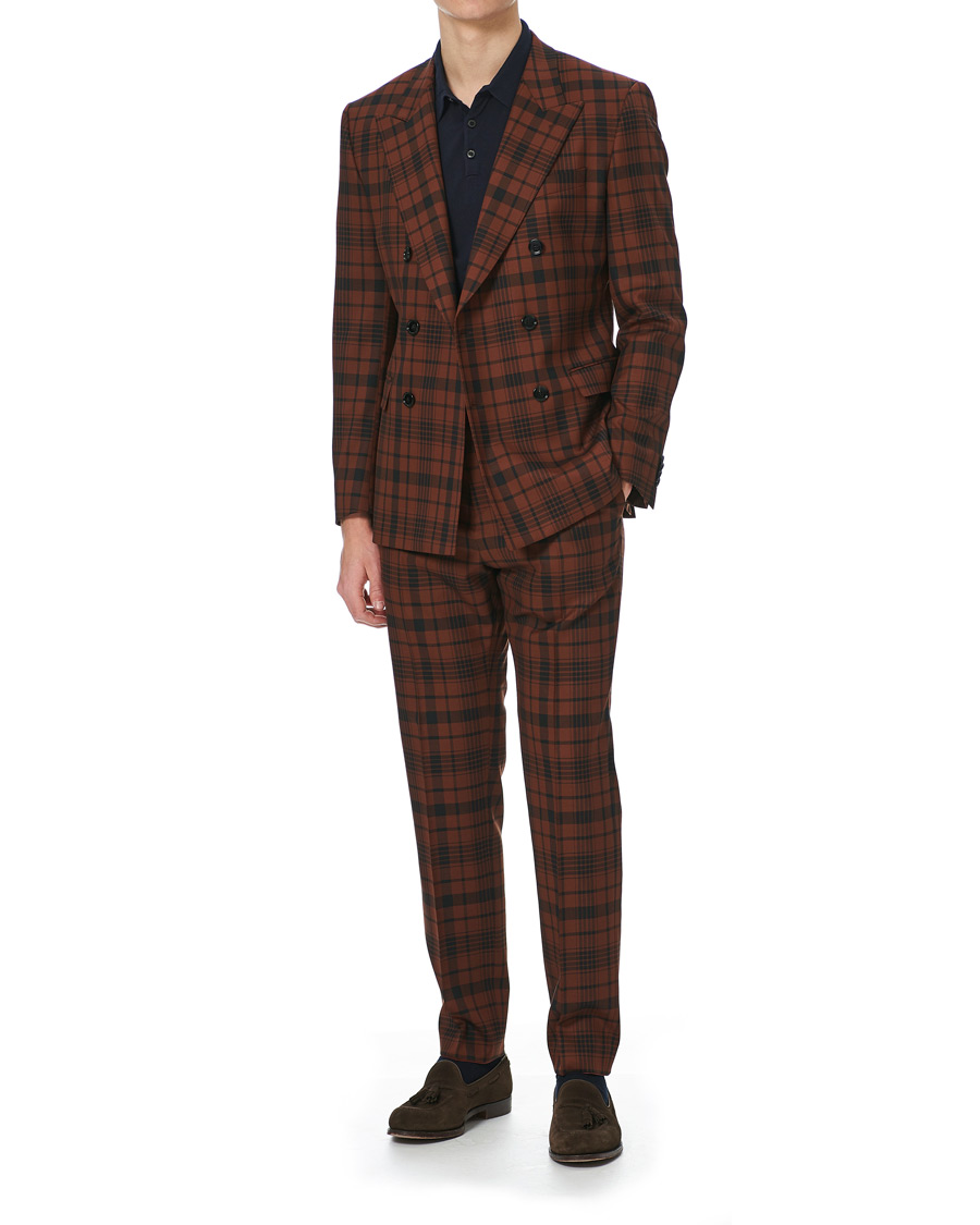 Herre | Jakkesæt | BOSS BLACK | BOSS Cliff/Floyed Wool Check Double Breasted Suit Rust