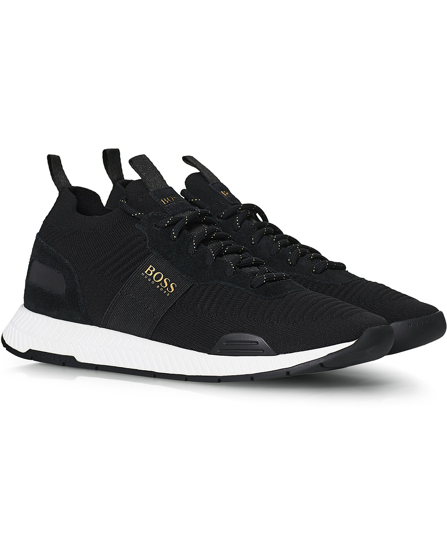 Herre | BOSS Titanium Mesh Running Sneaker Black/Gold | BOSS BLACK | BOSS Titanium Mesh Running Sneaker Black/Gold