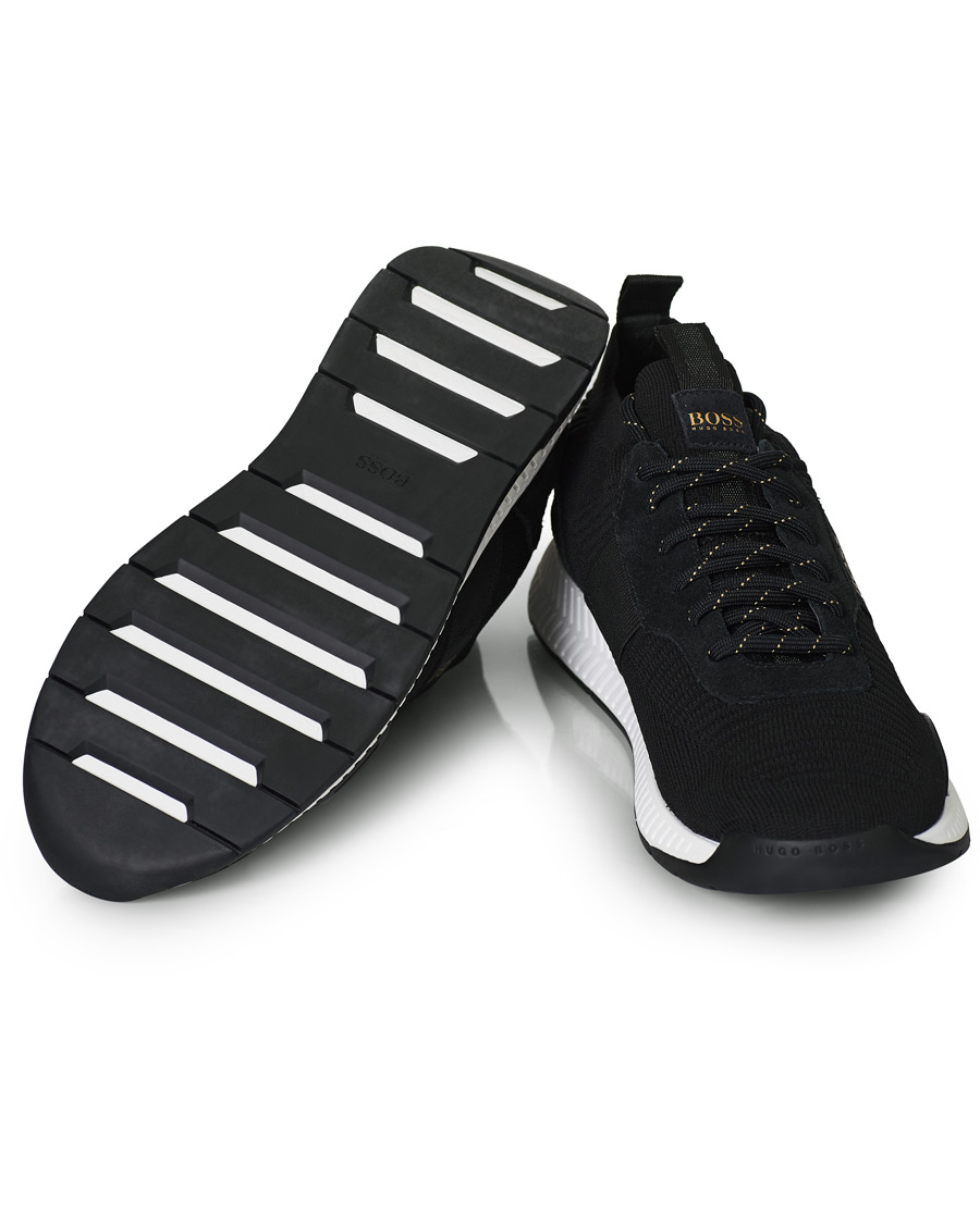 Herre | BOSS Titanium Mesh Running Sneaker Black/Gold | BOSS BLACK | BOSS Titanium Mesh Running Sneaker Black/Gold