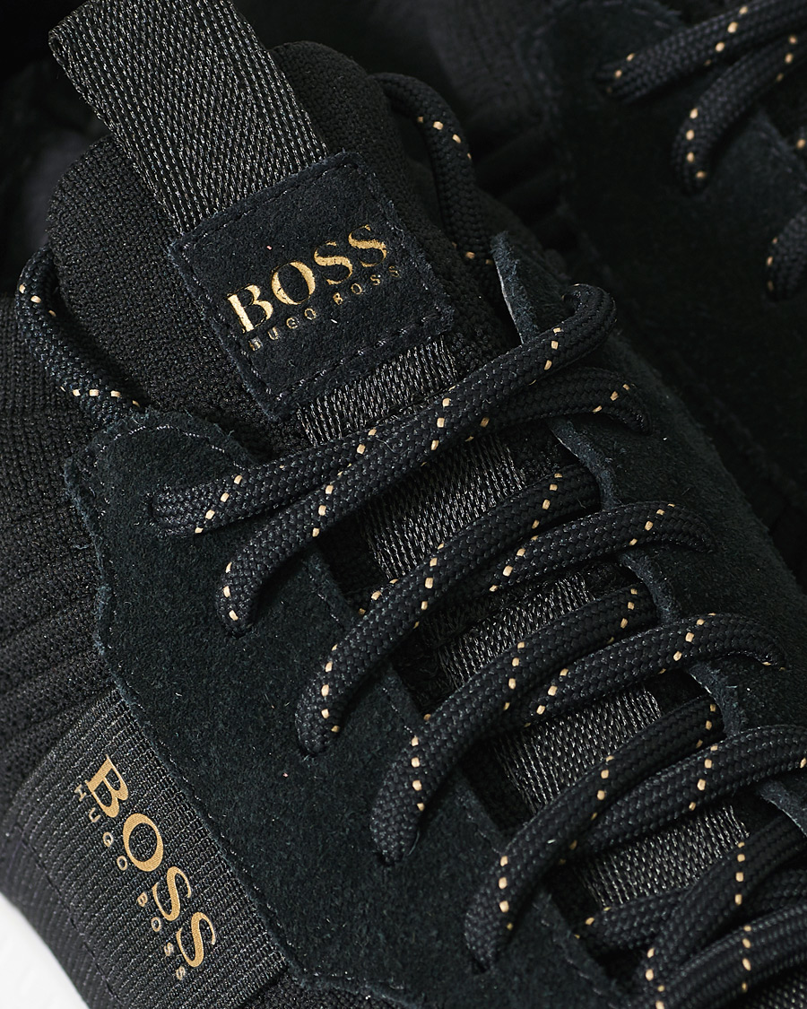Herre | BOSS Titanium Mesh Running Sneaker Black/Gold | BOSS BLACK | BOSS Titanium Mesh Running Sneaker Black/Gold