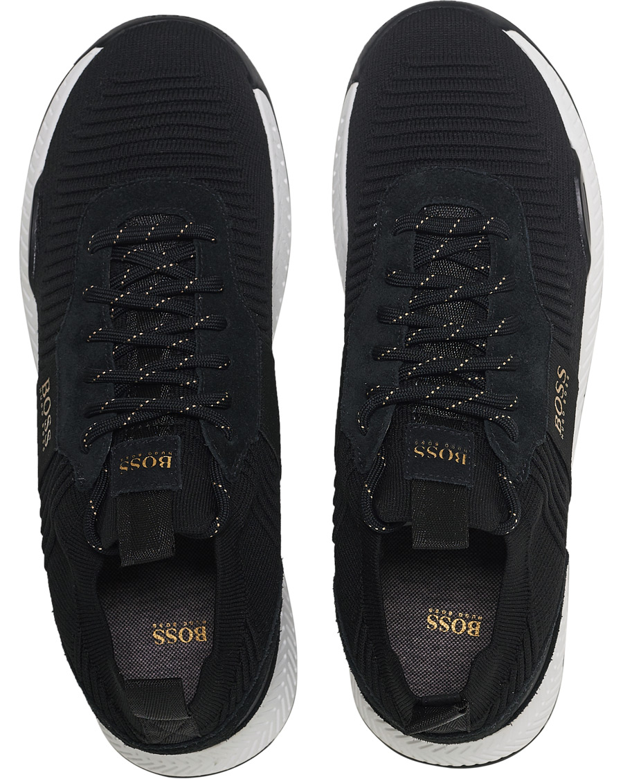 Herre | BOSS Titanium Mesh Running Sneaker Black/Gold | BOSS BLACK | BOSS Titanium Mesh Running Sneaker Black/Gold