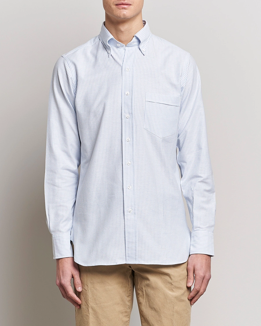 Herre | Skjorter | Drake's | Striped Oxford Button Down Shirt Blue/White