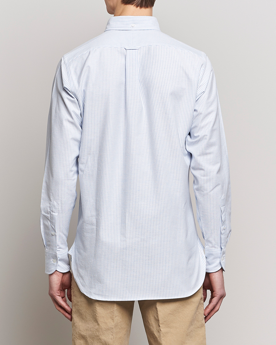 Herre | Skjorter | Drake's | Striped Button Down Oxford Shirt Blue